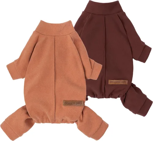Vista 11 de Fitwarm Paquete de 2 pijamas de forro polar a rayas, ropa cálida de invierno para perros pequeños, niños y niñas, mameluco ligero para mascotas