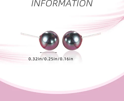 Vista 2 de Aretes de tuerca para mujer, aretes de perlas negras para mujer, hipoalergénicos, clásicos, redondos, regalo para madre, esposa, novia, día de San