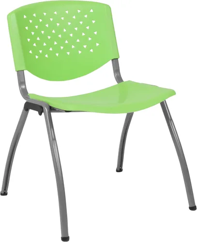 Vista 20 de Flash Furniture - Silla apilable de plástico negro de la serie HERCULES con capacidad de 880 lb. y marco recubierto en polvo de color gris titanio