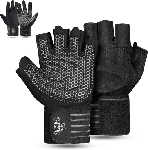 Vista 10 de Bear Grips Guantes de levantamiento de pesas para hombres y mujeres Guantes de levantamiento de medio dedo Guantes de entrenamiento de dedo dedo