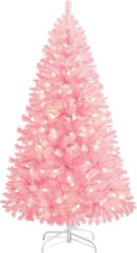 Vista 16 de [Usado] Yaheetech Árbol de Navidad artificial de pino abeto negro con bisagras y luces incorporadas de 4.5 pies para Halloween, árbol de Navidad
