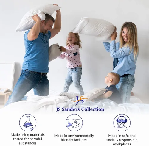 Vista 6 de JS Sanders Collection Juego de sábanas tamaño Queen de cabeza dividida – 34 pulgadas de cabeza flexible dividida – 100% algodón, 600 hilos – Juego