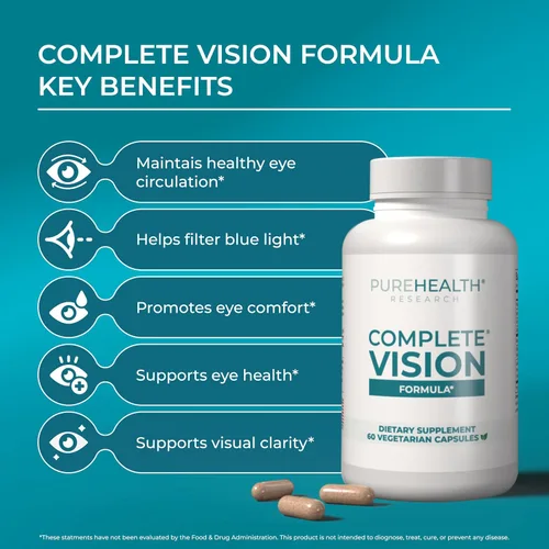 Vista 2 de PUREHEALTH RESEARCH Complete Vision Formula - Suplemento de vitaminas y minerales para los ojos, suplementos de luteína y zeaxantina para hombres