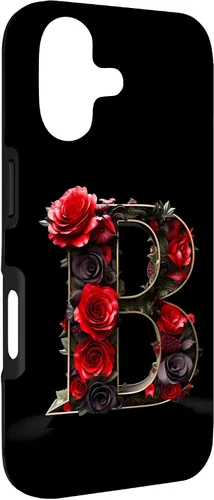 Vista 3 de B Monogram Letter Red Roses Floral Case for iPhone 17