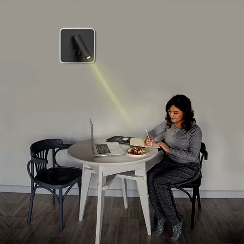 Vista 5 de Kawell Apliques de pared LED modernos 2 en 1 de 8 W con interruptor, foco de pared de lectura ajustable de 3 W, cableado interior para dormitorio