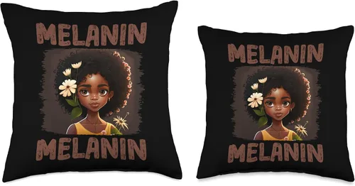 Vista 3 de Cute Melanin Afro Natural Hair Queen Black Girl Magic Pride Throw Pillow