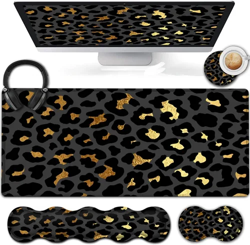 Vista 9 de Alfombrilla grande para mouse, extendida para juegos de 31.5 x 11.8 pulgadas, soporte ergonómico de espuma viscoelástica para teclado