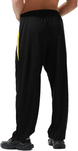Vista 2 de Pantalones deportivos para hombre con bolsillos con cremallera, parte inferior abierta, pantalones deportivos ligeros, para entrenamiento, correr
