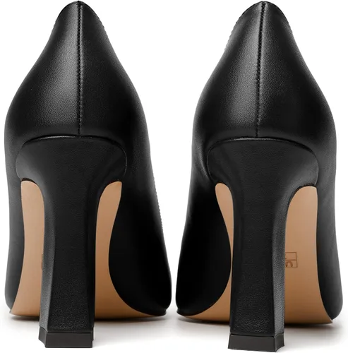 Vista 4 de MERRORI Zapatos de tacón alto y grueso para mujer, sin cordones, punta cerrada, punta puntiaguda, tacón mate, zapatos de tacón de 3.3 pulgadas