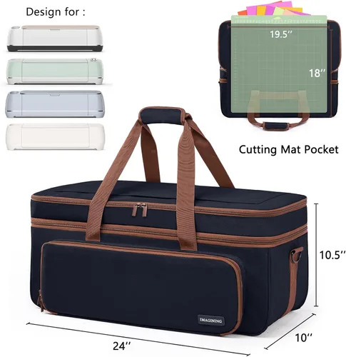 Vista 3 de IMAGINING Estuche de transporte para Cricut Maker 3, Maker 4, Bolsa de máquina de doble capa con cubierta para Cricut Explore 4, Explore 3, Explore