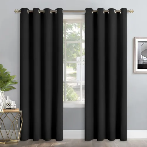 Vista 93 de YoungsTex - Cortinas blackout cortas, aislamiento térmico, ojales, oscurecen la habitación, privacidad, para cámper, sótano, cocina y baño, 2 Gris