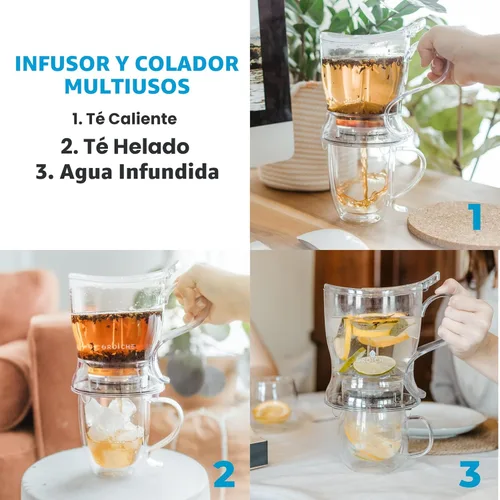 Vista 2 de GROSCHE Aberdeen - Infusor de té y tetera inteligente, sin BPA, diseño sin goteo, posavasos Fácil de preparar Fácil de limpiar Elaboración
