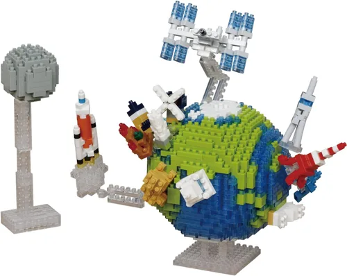 Vista 5 de nanoblock - Espacio - Planeta Tierra y la Luna, kit de construcción de la serie Advanced Hobby