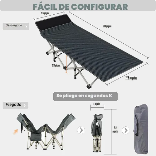 Vista 2 de 10-Leg Heavy Duty Camping Cot for Adults with Mattress Travel, Tent & Indoor Use,500 lbs Capacity，camping cot with mattress，folding camping