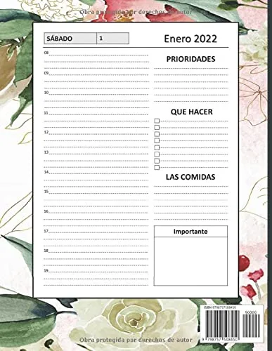 Vista 2 de Agenda 2022 Dia por Pagina A4 Planificador 2022 Grande 365 días del 01012022 al 31122022 1 Página 1 Día Horario de 0800 a 1900 ... x 27.94 cm