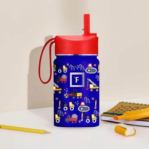 Vista 7 de IRON °FLASK Botella de Agua para Niños - Tapa con Pajilla, 20 Calcomanías con Nombre, Acero Inoxidable Aislado al Vacío, Vaso de Viaje de Doble