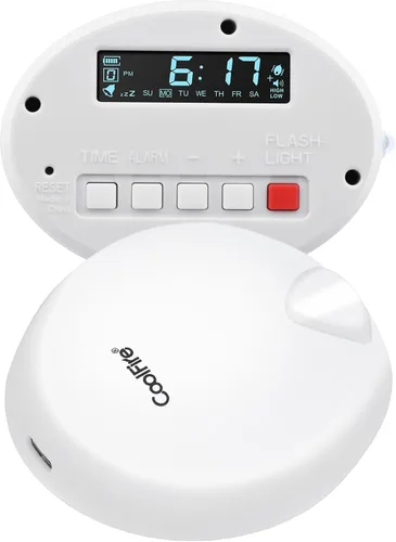 Vista 11 de Coolfire Reloj despertador vibratorio alimentado por baterías, recargable para adultos y adolescentes, reloj despertador agitador de cama