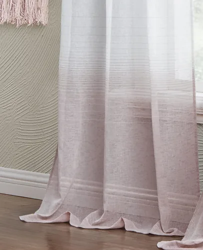 Vista 4 de Dainty Home Linea - Par de paneles de cortinas traslúcidas con textura de lino con textura 3D, estilo bohemio 3D para dormitorio, 2 paneles