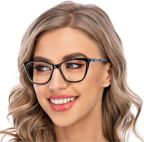 Vista 9 de AQWANO Oversized Blue Light Blocking Reading Glasses Women - Stylish Cat Eye Designer Computer Readers Eyeglasses