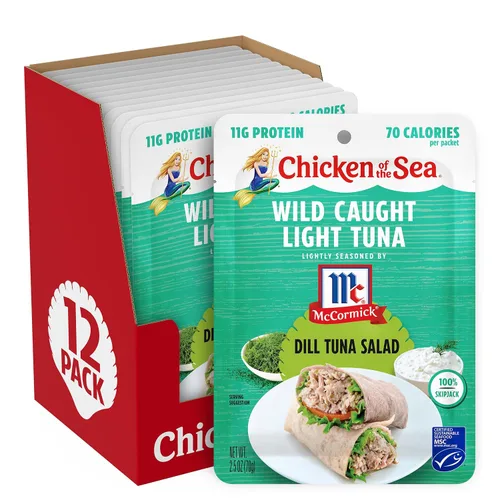 Vista 18 de Chicken of the Sea Frank’s RedHot Atún Claro de Captura Salvaje, 2.5 Onzas Paquetes, 12-Conteo – Atún de Alta Proteína Saborizado con Salsa