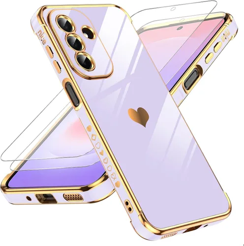 Vista 13 de LeYi Funda para Motorola-G 2025: Love Heart Plating Luxury, Negro