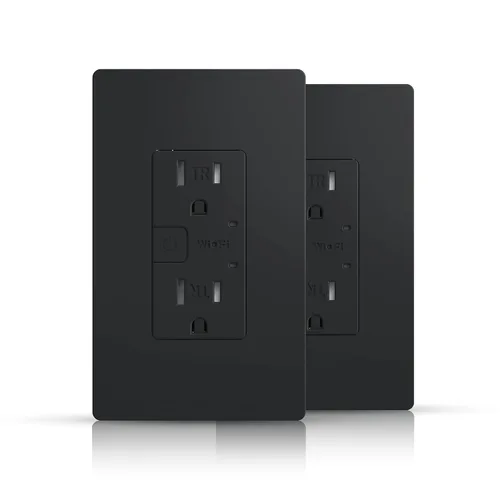 Vista 10 de Enchufe Eléctrico Inteligente Negro, Enchufe Wi-Fi Inteligente con Control Individual, Receptáculo de 15Amp con Control Remoto, Compatible