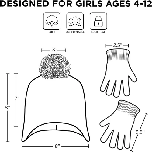 Vista 6 de Disney Juego de gorro y guantes de invierno para niñas de 2 a 4 años o Frozen 2 con gorro Elsa & Anna y guantes para niños de 4 a 7 años