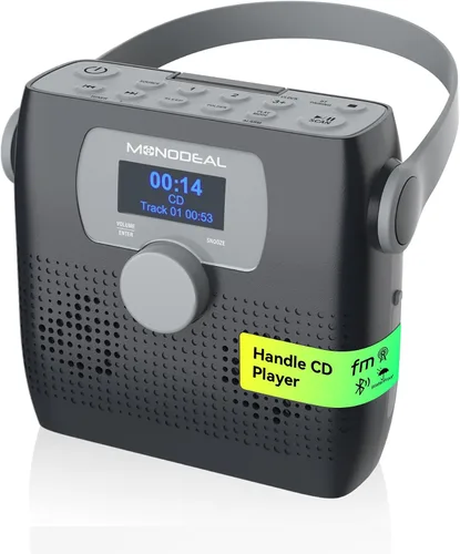 Vista 10 de MONODEAL Reproductor de CD portátil con 2 altavoces de 3 W, transmisor Bluetooth y altavoz 2 en 1, radio FM reproductor de CD combinado