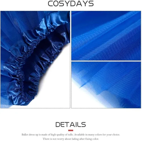 Vista 6 de COSYDAYS Faldas tutú para mujer, tul en capas, tutú para bailar, faldas elásticas para adultos, faldas tutú para mujeres y niñas