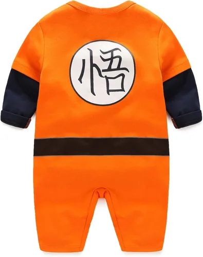 Vista 2 de Enterizo de bebé para cosplay, traje de algodón recién nacido, ropa de una pieza para niño, Naranja