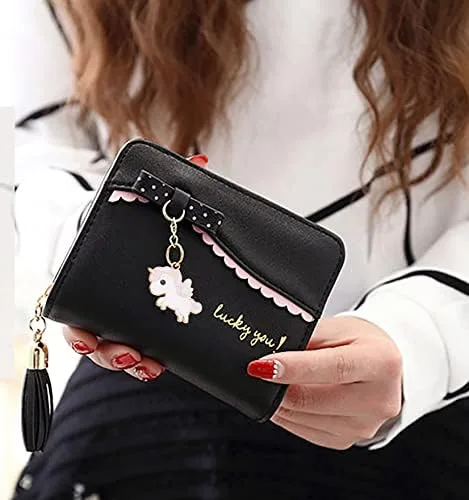 Vista 2 de UTO Wallet for Girls Cute Leather Vegan Small Women Tassel Pendant Card Holder Kawaii Coin Purse 1095