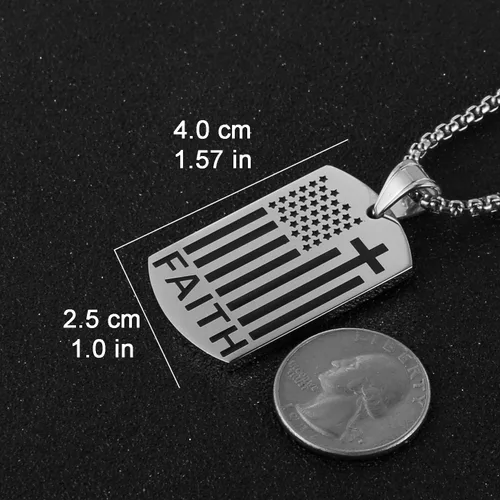 Vista 3 de HZMAN Collar con colgante de cruz patriótica con bandera estadounidense, joyería religiosa