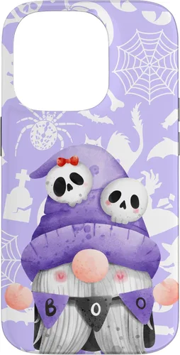 Vista 17 de iPhone 16 Boo Gnome Halloween Purple Spooky Creepy Cute Watercolor Case