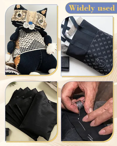 Vista 7 de FIVEIZERO Interfaz fusible para costura, 17 pulgadas x 30 yardas, tela de interfaz no tejida de peso medio, poliéster negro de una cara para coser