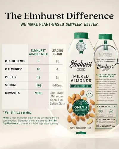 Vista 5 de Elmhurst 1925 Leche de almendras sin azúcar, 32 onzas (paquete de 6)