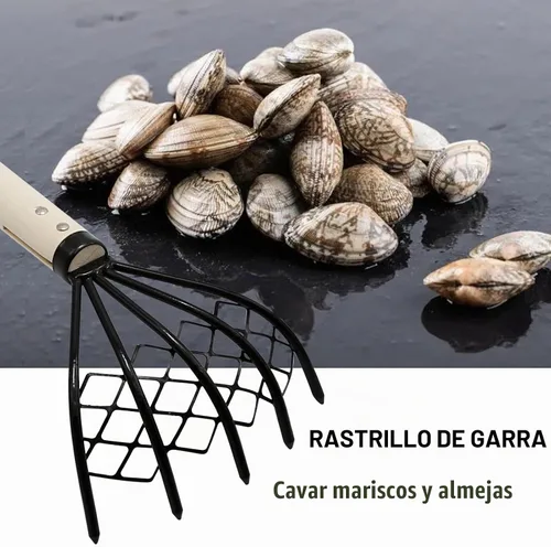 Vista 4 de 2 piezas de rastrillo de garra para excavadora de conchas de almejas de playa, rastrillo de mano resistente para cavar mariscos en arena, resistente