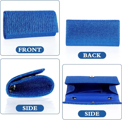 Vista 5 de Giantree Bolso de noche para mujer, bolso de mano plisado con cadena desmontable para baile de graduación, boda, compromiso