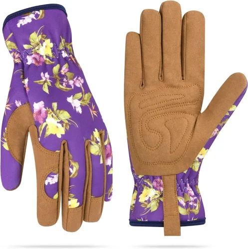 Vista 17 de Guantes de jardinería para mujeres, guantes de cuero para trabajo en jardín, a prueba de espinas, sin perforación, para cavar, plantar y podar