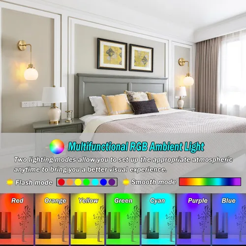 Vista 3 de Juego de dos apliques de pared a pilas con control remoto, aplique de pared recargable sin cableado hasta 50 horas de vida útil, aplique de pared