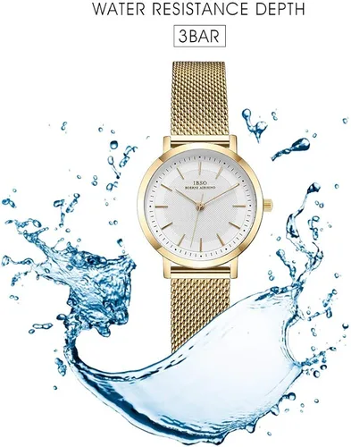 Vista 5 de Reloj de pulsera para mujer con correa de acero inoxidable de cuarzo a prueba de agua