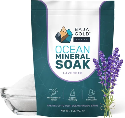 Vista 8 de Baja Gold Ocean Mineral Soak – Remojo de baño de magnesio natural y oligoelementos Remojo relajante y limpio de ingredientes para baño, músculos