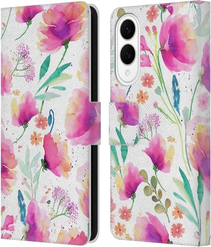 Vista 114 de Head Case Designs Officially Licensed Ninola Abstract Poppies Lilac Floral Leather Wallet Case Compatible with Samsung Galaxy A07 4G