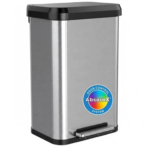 Vista 15 de iTouchless SoftStep 2.0 - Cubo de basura de cocina de 20 galones con absorbente de olores AbsorbX, cubo de basura grande de acero inoxidable