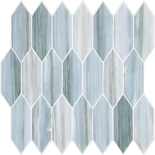 Vista 10 de Tilingview 10 piezas de azulejos de pelar y pegar para salpicaduras de cocina, diseño de tiras, azulejos de vinilo autoadhesivos, adhesivo de pared