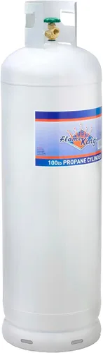 Vista 5 de Flame King Cilindro de tanque de propano de acero de 100 libras (23 galones) con válvula POL y cuello, ideal para sistemas de calefacción mixtos