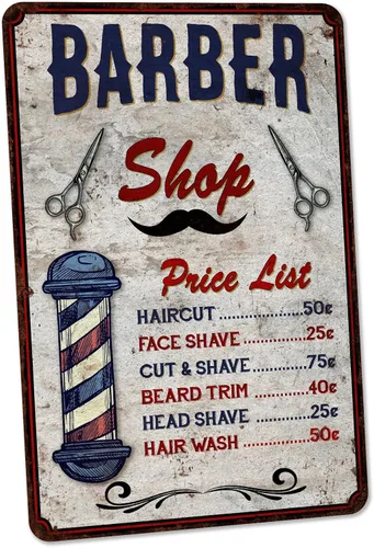 Vista 18 de Chico Creek Signs Letrero de barbería, decoración de salón, 8 x 12 pulgadas, aluminio, retro