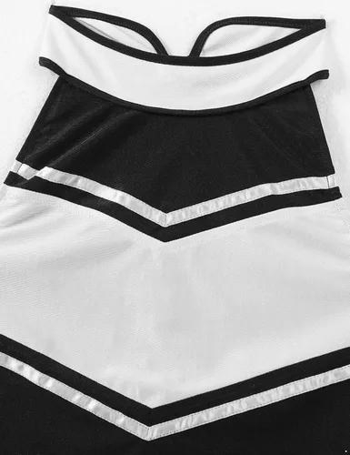 Vista 6 de 2 piezas de uniforme de animadora para mujer, disfraz de juego de rol, tops cortos con faldas plisadas