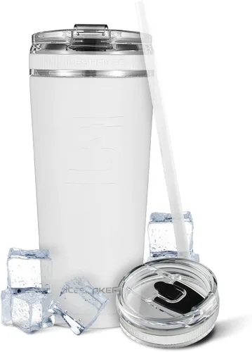 Vista 13 de Ice Shaker Vaso de 26 onzas, botella de agua aislada con popote, botella de acero inoxidable, como se ve en Shark Tank, botella de agua con pajita