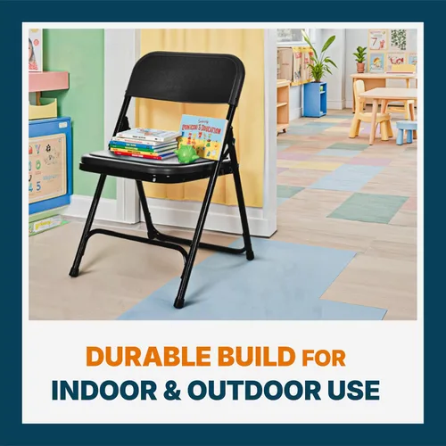 Vista 6 de OEF Furnishings OEF810 OEF800 Series Silla plegable de plástico ligero (asiento negro, marco negro, paquete de 4)