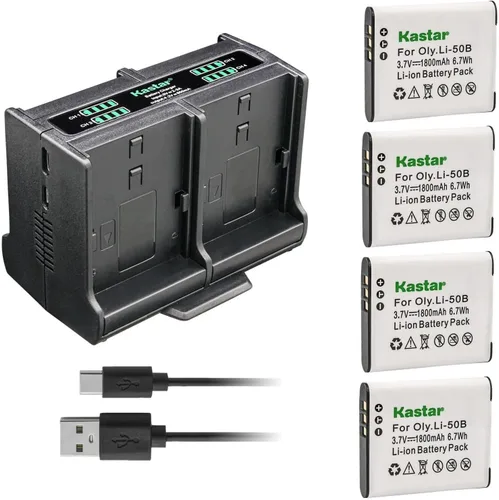Vista 8 de Kastar Cargador de batería cuádruple compatible con batería Ricoh DB-100, cargador Ricoh BC-J10, Ricoh CX3, CX4, CX5, CX6, HZ15 cámaras digitales